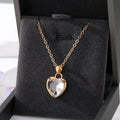 Gold Tone Faceted Heart Crystal Pendant Necklaces in Ten Colors view 9
