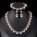 Black Silver Tone Pearl Branch Vine Pearl Look Three Designs Metal Necklace and Earring view 1