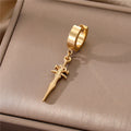 Sword Cross and Meteor Single Huggie Drop Earrings in Eight Designs view 9