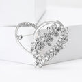 Interlocking Heart Crystal Brooch in Gold or Silver Tone view 3