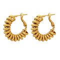 Spiral Coil Ring U-Shape Hoop Earrings Gold Steel Pair view 5