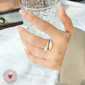 Gold Open Wave Enamel Ring Blue Gray or White Finish view 3