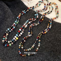 Multicolor Beaded Long Necklace With Mixed Round Stones view 4