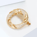 Gold Tone Twisted Circle Brooch With Crystal Accent view 3