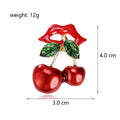 Cherry Enamel Metal Brooch Pin 3 x 4 cm for Jackets and Lapels view 2