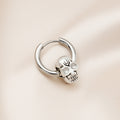 Silver Skull Huggie Hoop Earrings Punk Metal Charm view 3