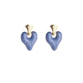 Gold Fan Stud Enamel Open Heart Drop Earrings Pair view 5