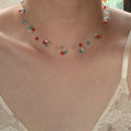 Delicate Silver Tone Necklace with Multicolor Bead Clusters view 6