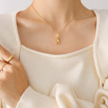 Mechanical Rabbit Pendant Necklace Gold Steel Ball Chain view 4