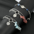 Silver Tone Stone Chip and Smiley Face Layered Chain Bracelets view 1