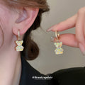 Pastel Crystal Bear Charm Drop Earrings in Two Designs view 3
