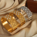 Wide Hinged Bangle Cutout Oval Links Clear Crystal Accents view 3