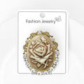 Carved Rose Cameo Brooch with Crystal Filigree Border view 4
