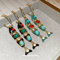 Colorful Articulated Fish Drop Earrings In Red Black And Blue view 4