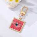 Gold Tone Square Heart and Round Evil Eye Clip Keychains view 9