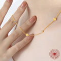Gold Clover Station Necklace With Clear Round Zircons view 3