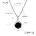 Round Agate Tiger Eye Pendant Necklace Natural Stone Pearl view 7