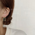 Gold Beaded Lattice Fabric Weave Mini Hoop Earrings view 2