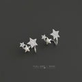 Silver Multi Star Crystal Ear Climber Earrings Pearl view 4