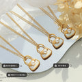 Mini Handbag Pendant Necklace Shell Pearl Gold Steel view 2