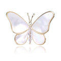 White Shell Effect Butterfly Brooch With Crystal Body view 6