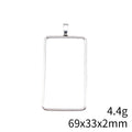 Large Rectangle Open Frame Pendant in Silver Tone Metal view 4