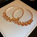 Champagne Crystal Teardrop Large Statement Hoop Earrings view 6