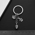 Antique Silver Openwork Crown Charm Keychain with Round Ring view 3
