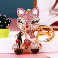 Jeweled Scooter Riding Fox Keychains in Five Colors and Fifteen Loop Options view 4