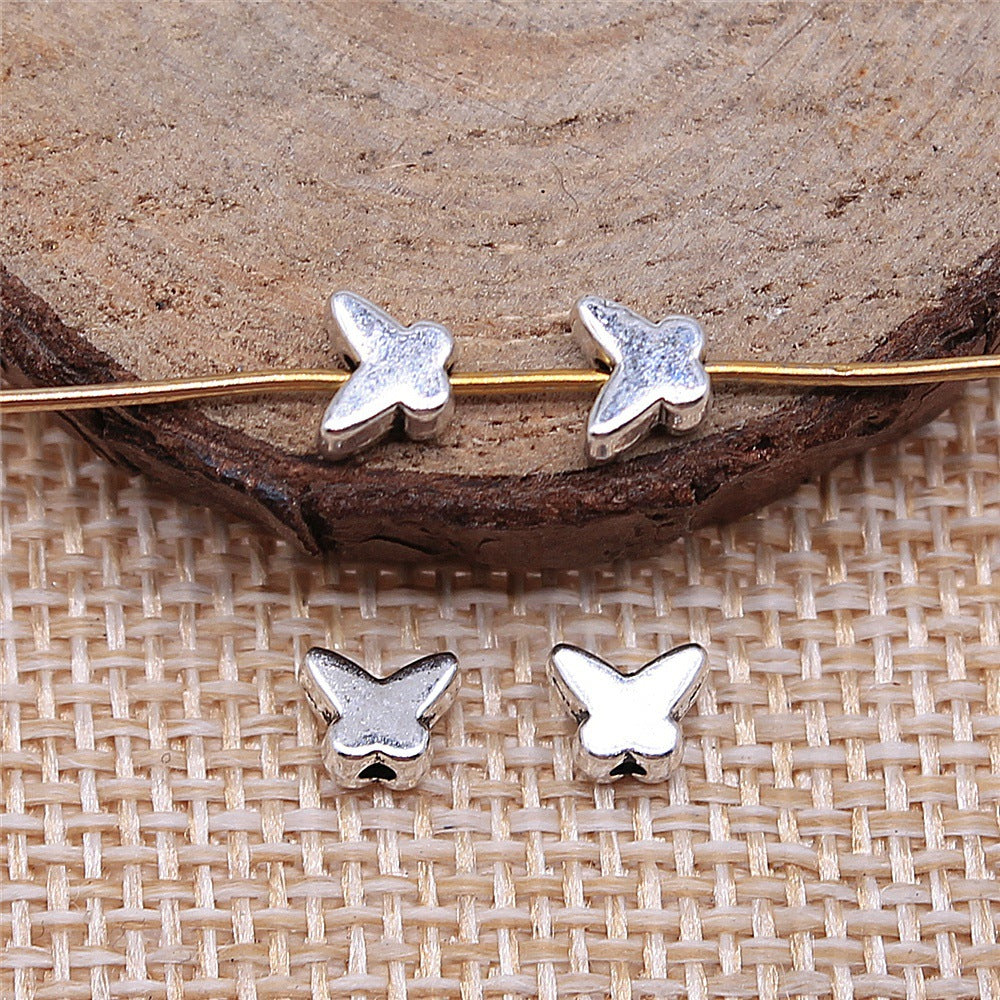 5x6mm 0.3g Antique Silver Zinc Alloy Butterfly Loose Metal Beads for DIY Bracelet Necklace Making