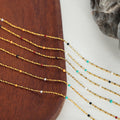 Gold Rice Bead Chain Multicolor Accent Bead Necklace view 3