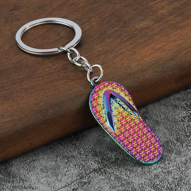 Realistic Flip Flop Sandal Metal Keychain Bag Charm