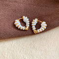 Color Wrapped Gold Tone Heart Huggie Hoop Earrings view 8