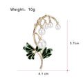 Green Tulip Enamel Pearl Look Two Designs Metal Brooch Pin view 3