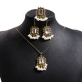 Antique Gold Pearl Drop Jewelry Sets Rectangular Gems view 7