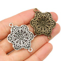 Filigree Floral Double Loop Connectors in Bronze and Silver view 5