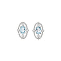 Silver Blue Green Crystal Oval Stud Earrings Matching Rings view 5