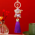 Crystal Sitting Deer Keychains with Braided Straps and Tassels view 4