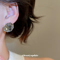 Blue Gray Faceted Round Stud Earrings Fashion Jewelry view 3