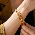 Gold Square Link Chain Bracelet Titanium Steel Adjustable view 3
