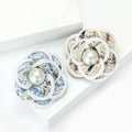 Layered Petal Flower Brooch with Pearl Center in Two Colors view 2