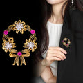 Floral Wreath Wreath Pearl Look Metal Brooch Pin 4.5 x 5.8 cm view 4