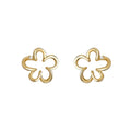 Gold Tone Open Flower Outline Stud Earrings with CZ view 5