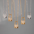 Heart Padlock Zircon Pendant Necklace Gold Or Steel Tone view 3