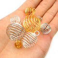 Gold and Silver Tone Open Spiral Ball Charm Pendants view 3