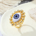 Gold Tone Colorful Evil Eye and Motif Adjustable Rings in Fourteen Designs view 2