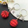 Red Basketball PVC Keychain with Hoop and Ball Charms view 3