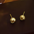Gold Tone Interwoven Knot Compact Sculptural Stud Earrings view 2