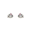 Silver Mini Rabbit Stud Earrings Pink Enamel Inner Ears view 5