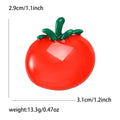 Glossy Red Tomato Brooch With Sculpted Green Enamel Stem view 5